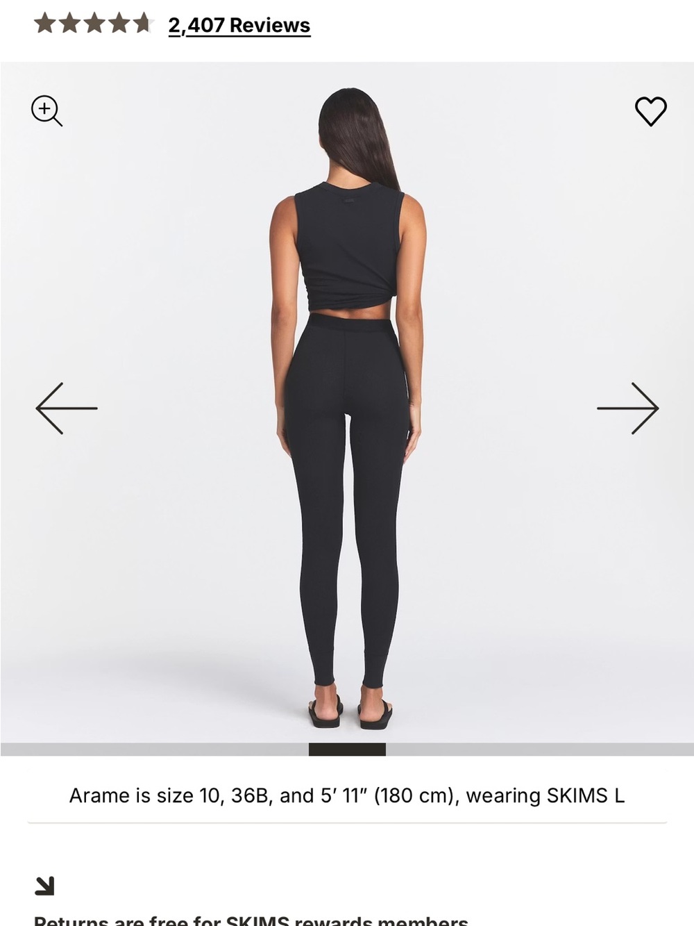 SKIMS Black High-Waist Sculpting Leggings — cotton ribbed in soot size M - Picture 4 of 4